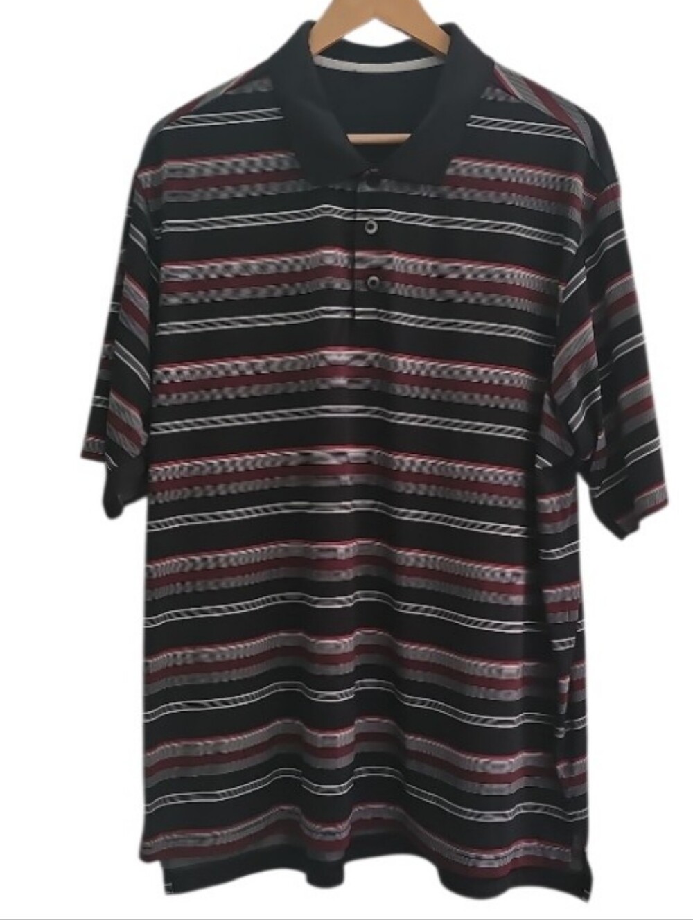 Adidas Climacool Polo Shirt Men 2XL Black Red Striped Golf Performance Logo